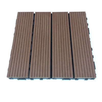 Holzmaserung WPC-Bodenfliesen für den Außenbereich, Terrassendielen, Klick-Bodenbelag, 300 x 300 mm