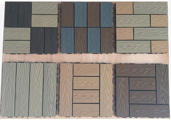 DIY WPC-Terrassenfliesen, 30 x 30 cm, natürliche Holzmaserung, Außenboden für die Terrasse zu Hause