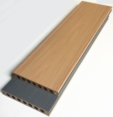 Kostenlose Probe, rutschfest, wasserdicht, UV-beständig, Teakfarbe, 140 x 23 mm, Verbund-Terrassendielen, Außen-Coextrusions-WPC-Terrassendielen