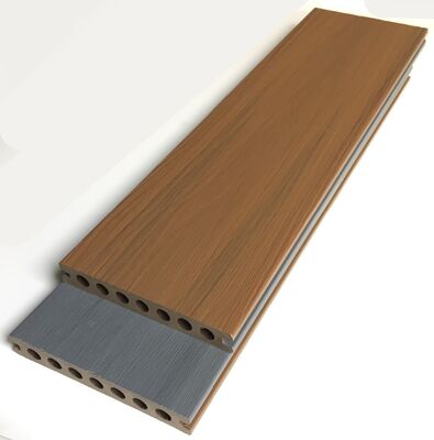 Kostenlose Probe, rutschfest, wasserdicht, UV-beständig, Teakfarbe, 140 x 23 mm, Verbund-Terrassendielen, Außen-Coextrusions-WPC-Terrassendielen