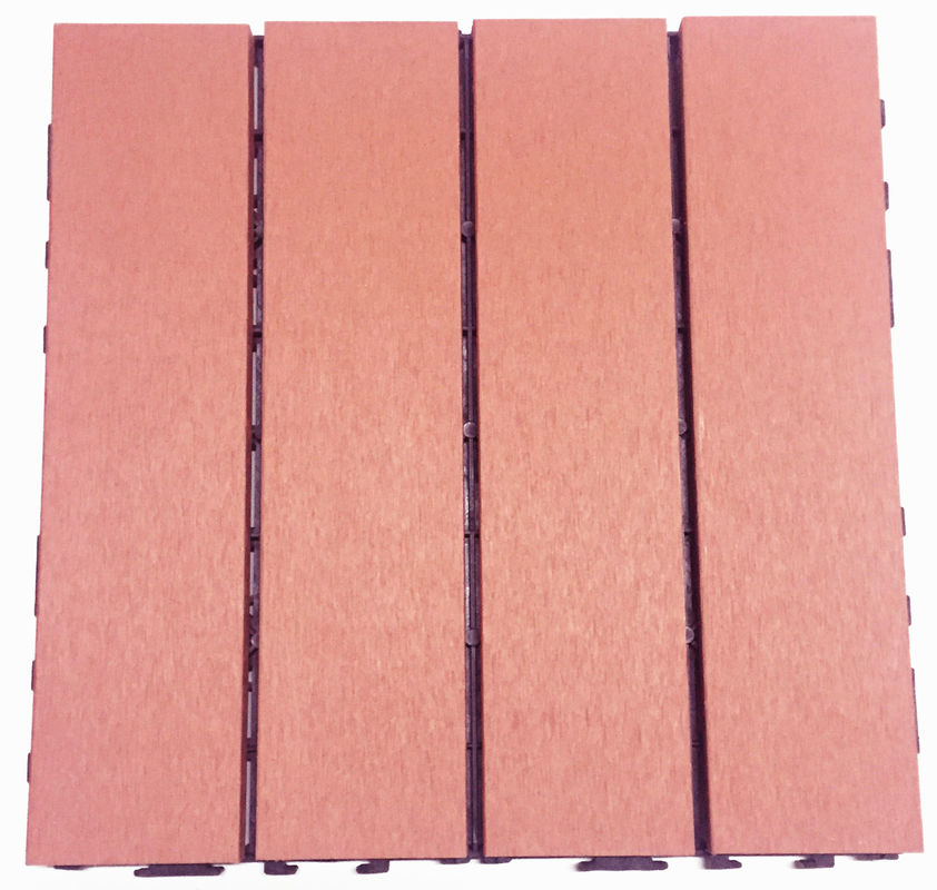 Strawberry Red Interlocking WPC Deck Tile Floor For Outdoor Garden OEM